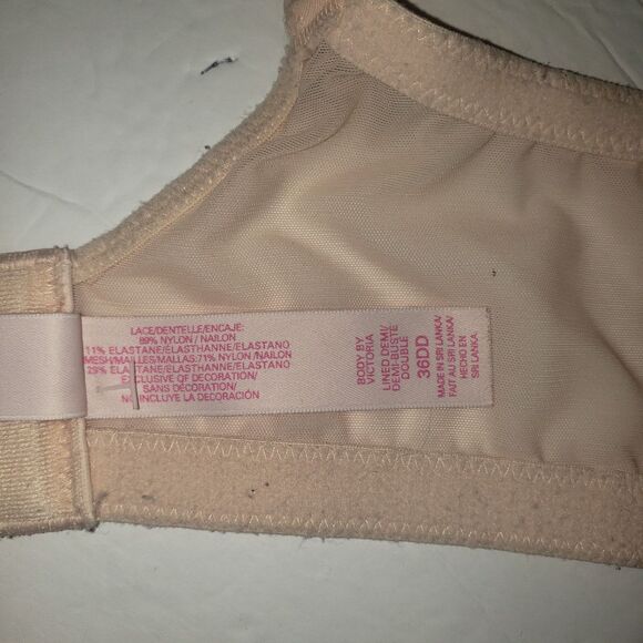 VICTORIAS SECRET Body By Victoria Lined Demi Pink Nude Underwire Lace Bra 36DD - Picture 6 of 8